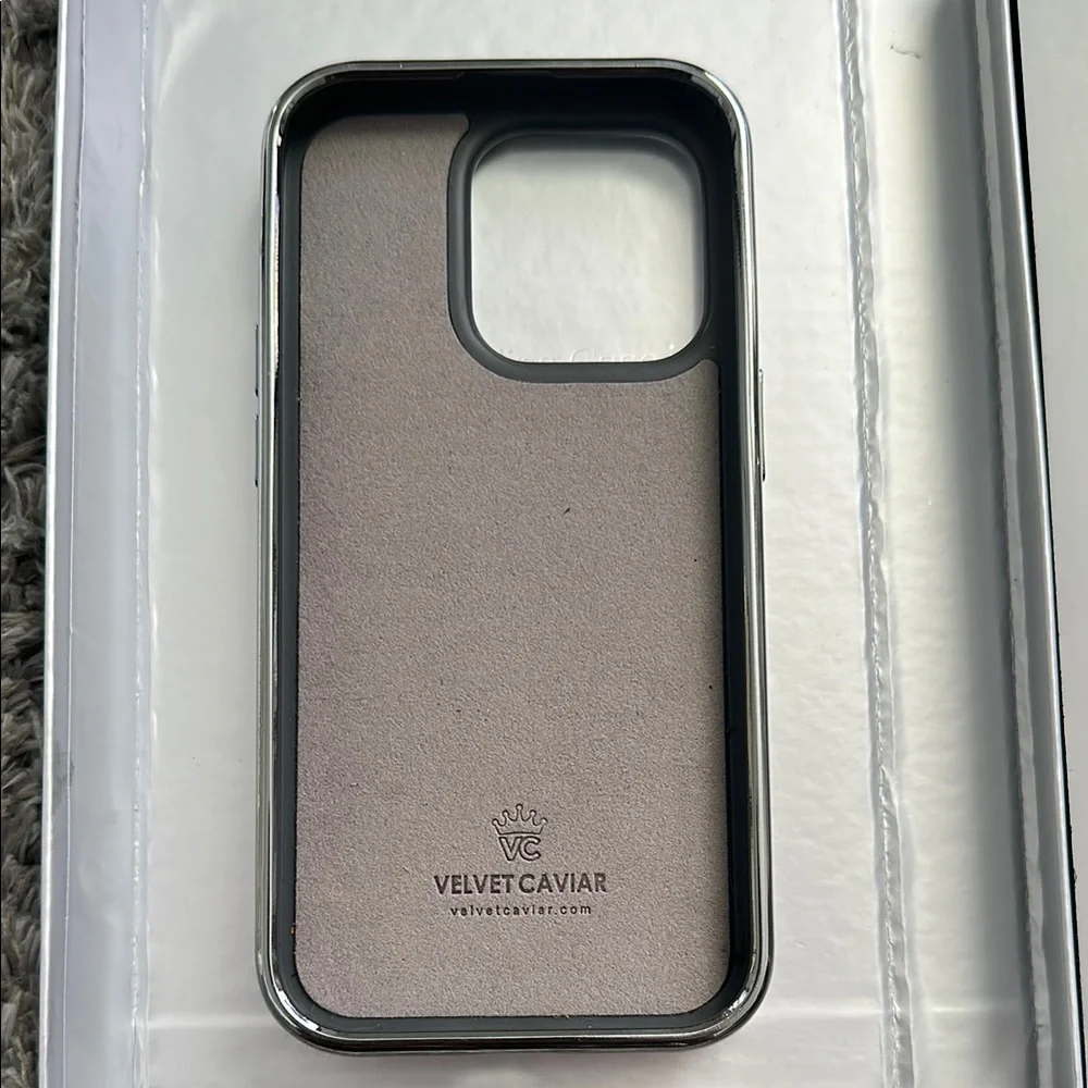 Velvet Caviar Silver Caviar Crystal iPhone 14 Pro Case with Textured Grip